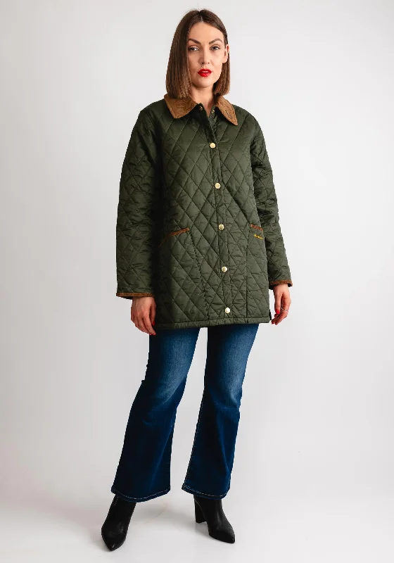 Barbour Womens Liddesdale Quilted Jacket, Green Women's running jackets