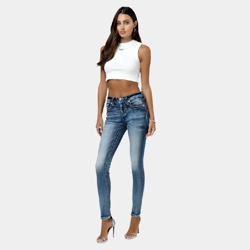 Miss Me Torn Saddle Stitch Skinny Jeans