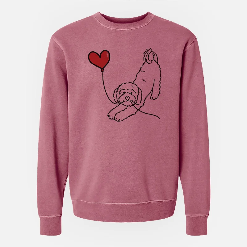 Cavapoo Heart String - Unisex Pigment Dyed Crew Sweatshirt Colorblock Hoodie Sweatshirt