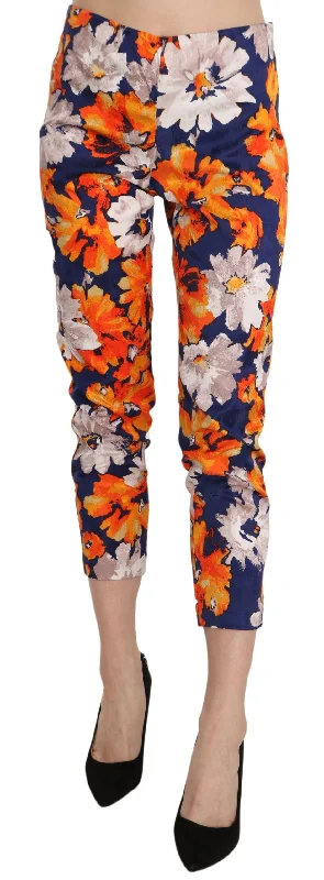 Floral Print Skinny Mid-waist Pants