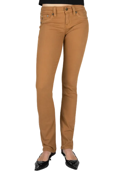 Miss Me Women's Camel Cross Stitch Straight Jeans