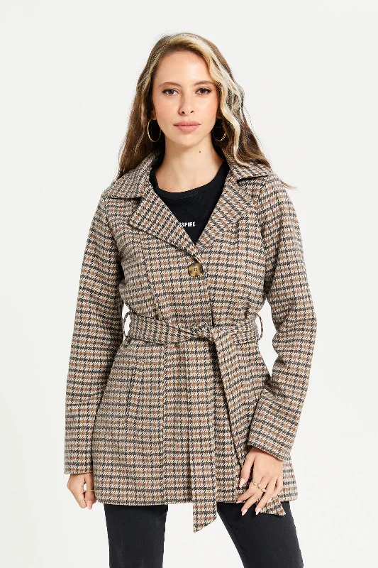 Women Multicolour Checkered Coat Women's summer jackets