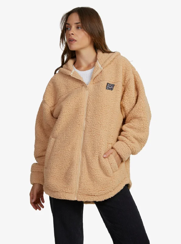 Weekend Plans Polar Zip-Up Fleece - Hazelnut Women's wool jackets