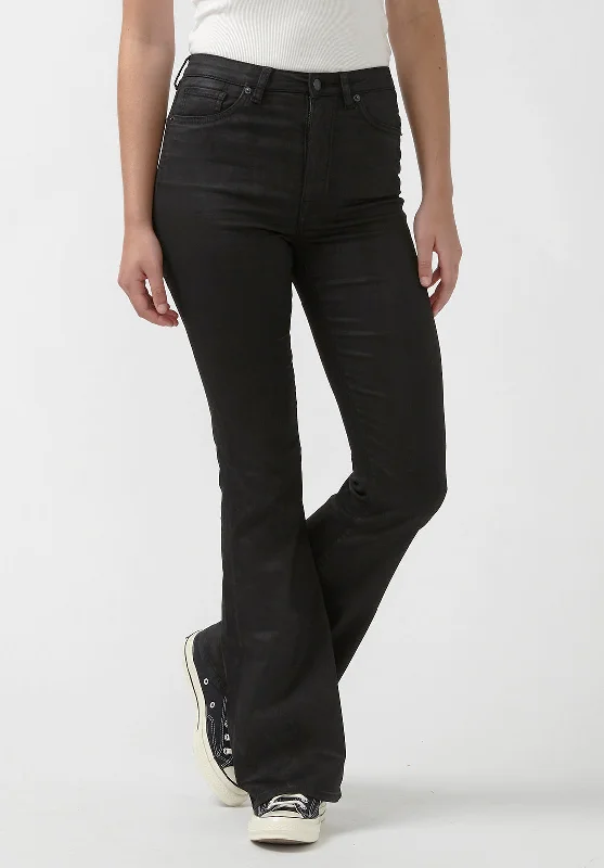 Joplin High Rise Flared Women's Coated Jeans in Black - BL15945