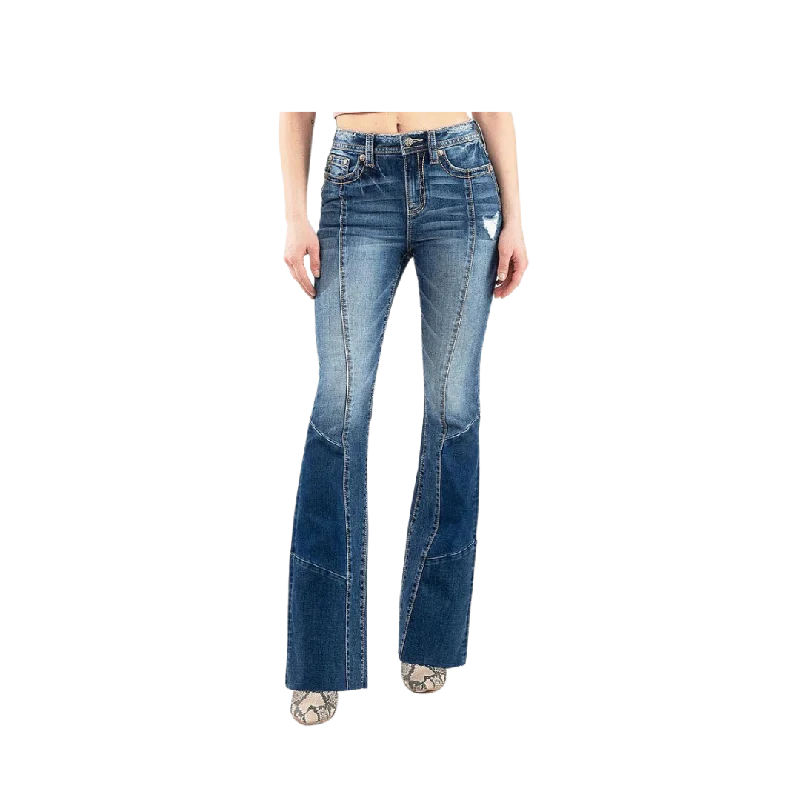 Miss Me Women's High Rise Flare With Front Stitch Jean