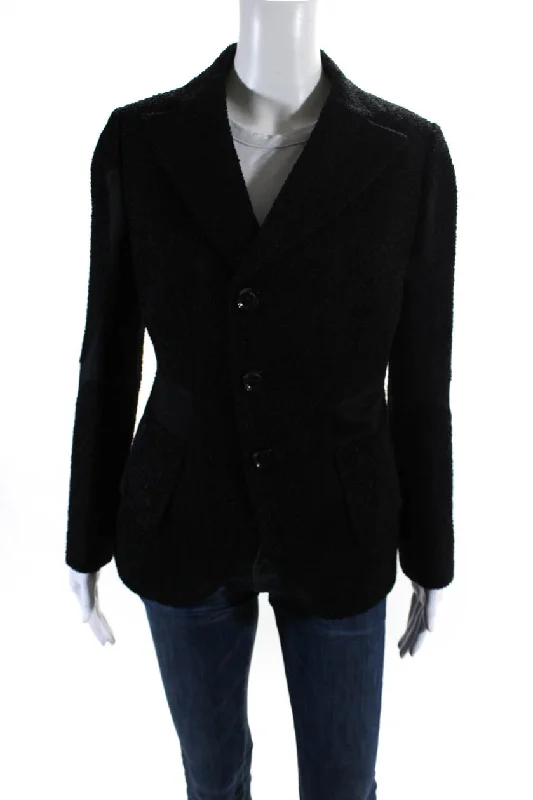 Shiro Sakai Womens Three Button New Classic Tailored Jacket Jet Black Women's softshell jackets