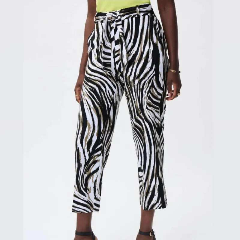 Joseph Ribkoff Zebra Print Belted Crop Pant