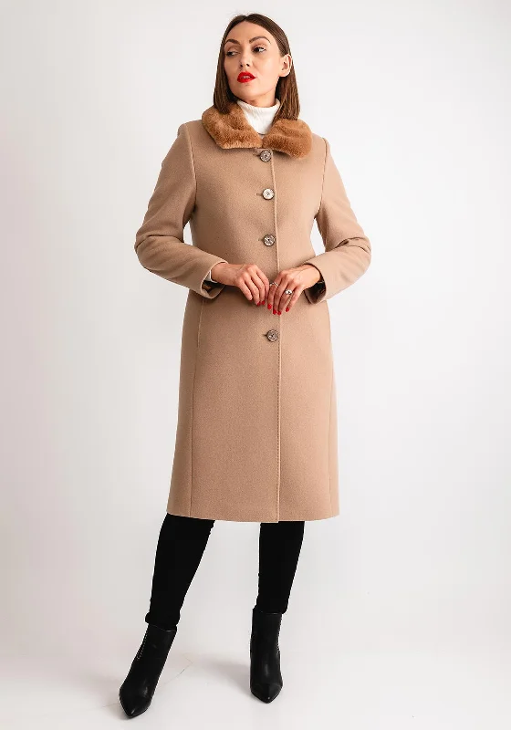 Christina Felix Faux Fur Collar Wool Cashmere Coat, Beige Women's evening jackets