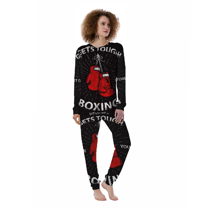 Put On Your Boxing Gloves Print Women's Pajamas Cozy winter pajama sets