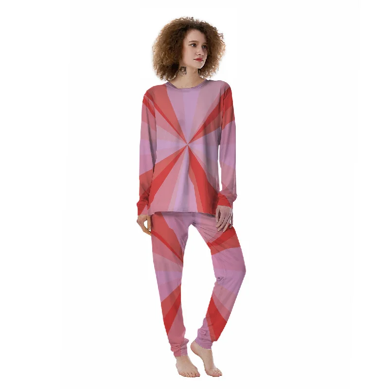 Radial Rays Pink Print Women's Pajamas Pajama sets under $50