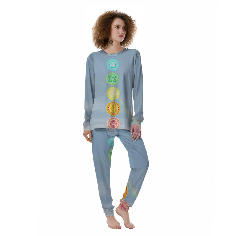 Rainbow Of Life Seven Chakras Print Women's Pajamas Discounted pajama sets