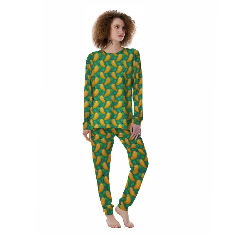 Ripe Mango Fruit Print Pattern Women's Pajamas Floral pajama sets