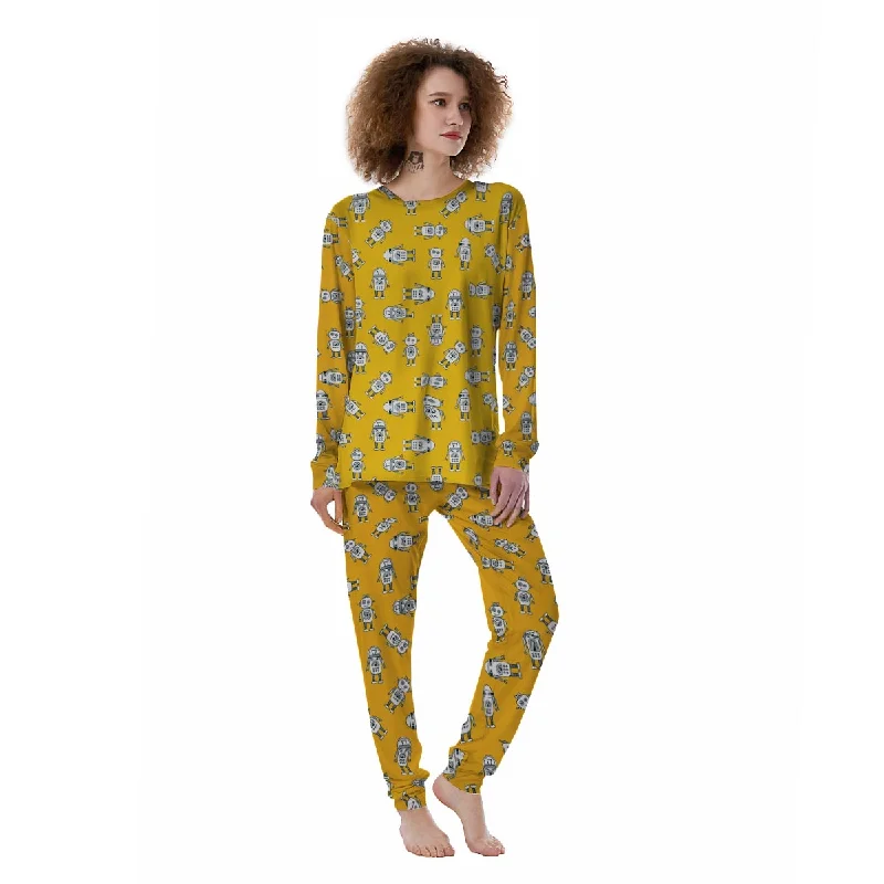 Robot Servant Print Pattern Women's Pajamas Boho pajama sets