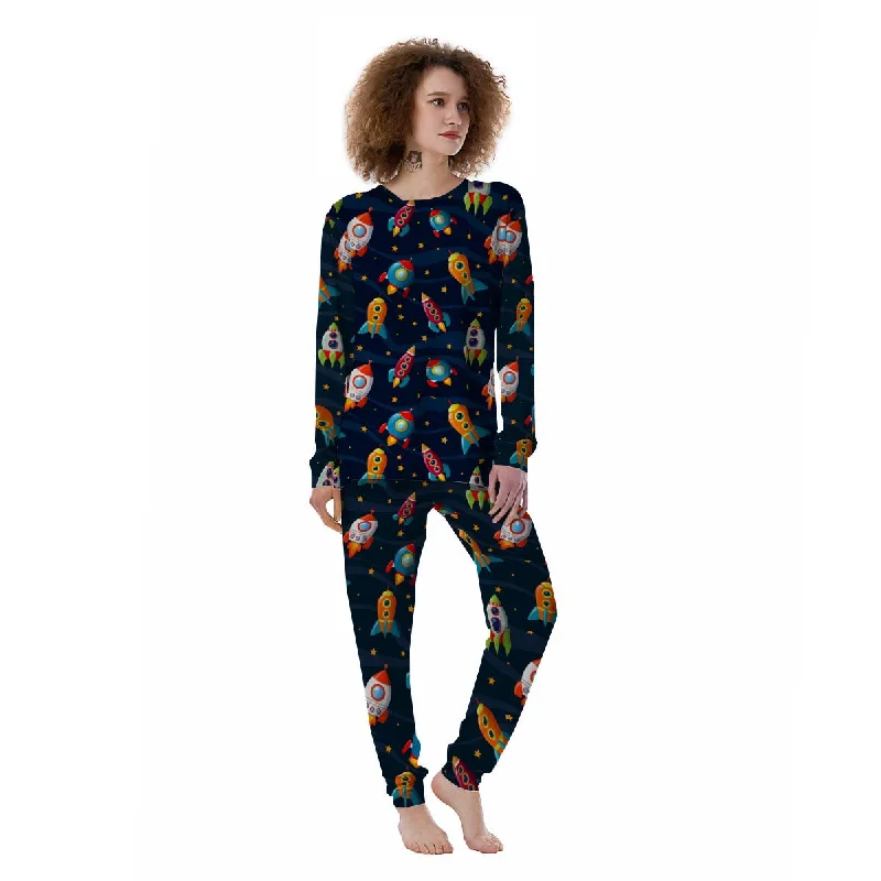 Rockets Space Print Pattern Women's Pajamas Sexy pajama sets