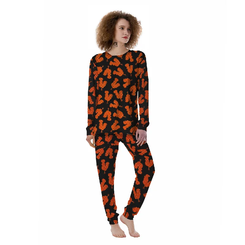 Rooster Polka Dot Print Pattern Women's Pajamas Spring pajama sets