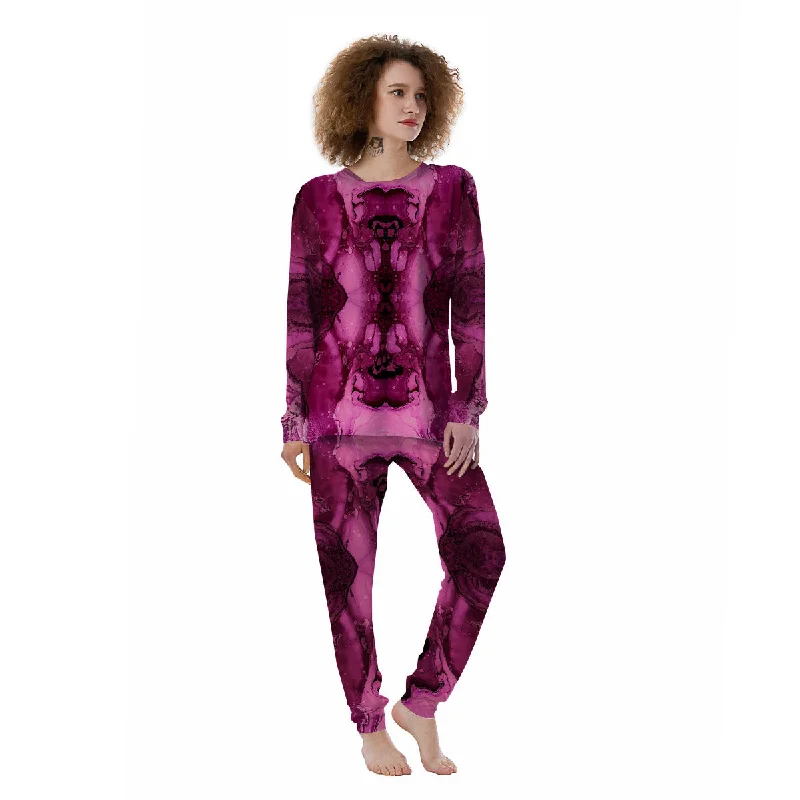 Rose Kaleidoscope Pink Print Women's Pajamas Silk pajama sets