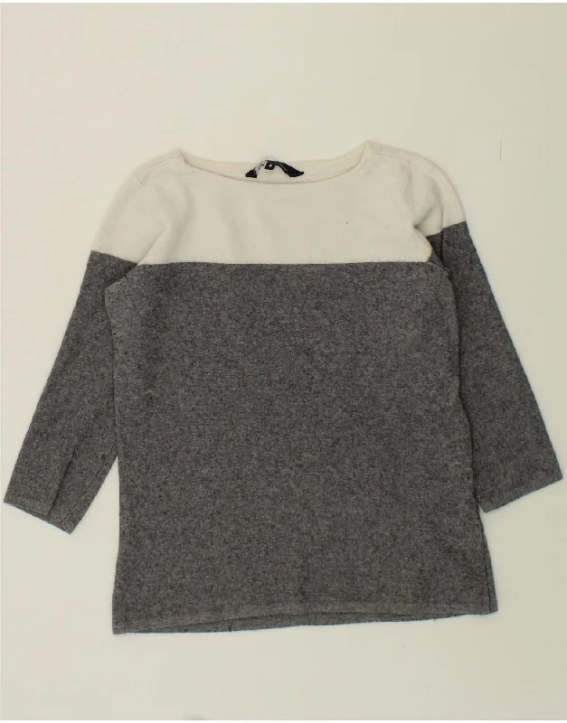 CREW CLOTHING Womens 3/4 Sleeve Boat Neck Jumper Sweater US 8 Medium Grey Thermal sweaters