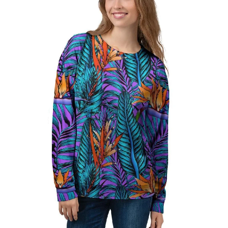 Neon Palm Leaf Tropical Print Women's Sweatshirt H&M sweaters