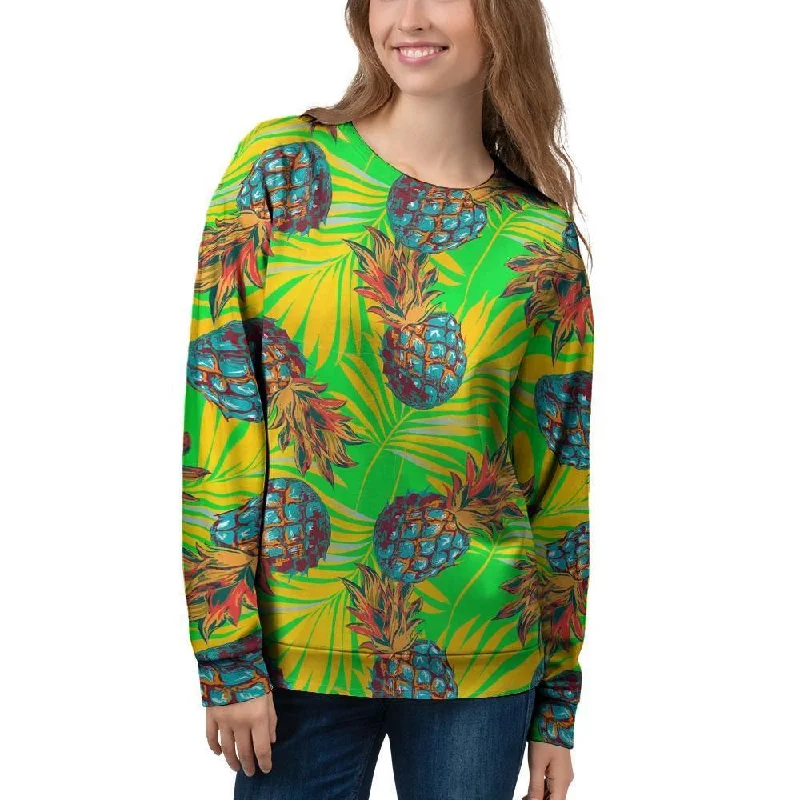 Neon Pineapple Hawaiian Print Women's Sweatshirt Adidas sweaters