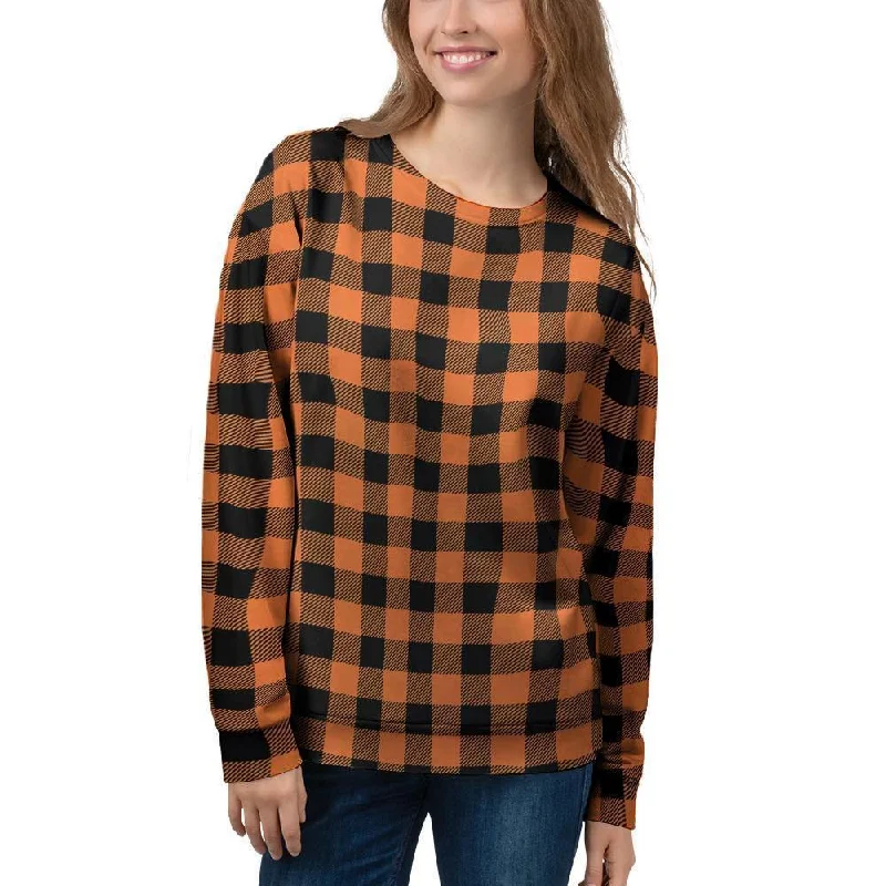 Orange Plaid Women's Sweatshirt Lightweight sweaters for spring
