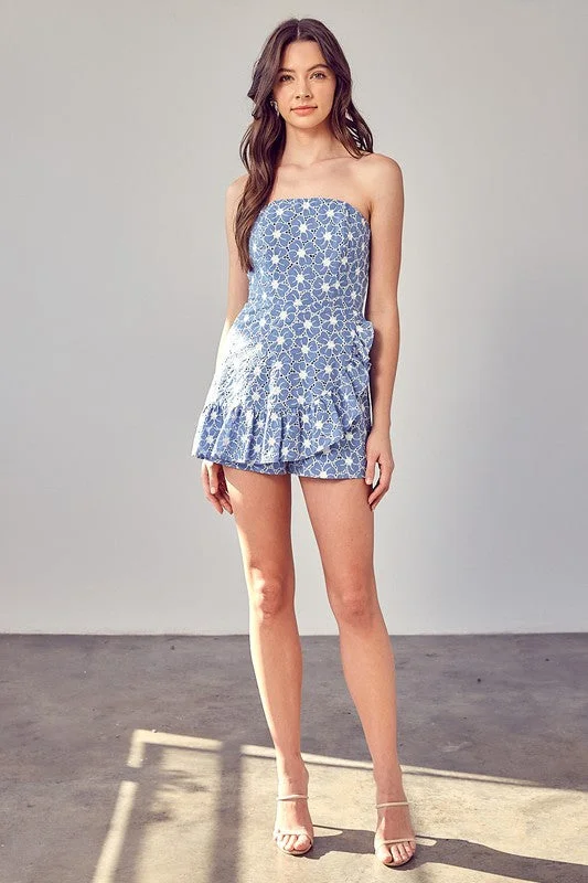 Eyelet Dress Romper In Chambray Best mini dresses for hourglass body shape