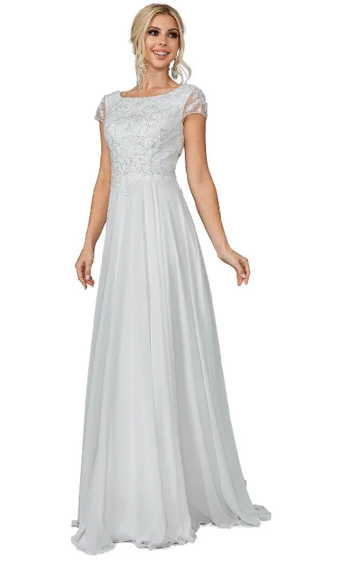 Dancing Queen 0190 - Sequin Embellished Bateau Neck Wedding Gown Beautiful Bridal Gown