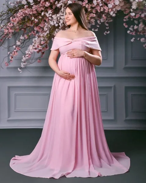 G3042 ,Pink Maternity Shoot Baby Shower t Gown, Size(All)pp Tiered Wedding Dress