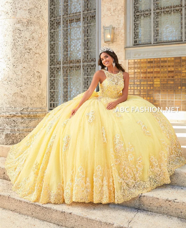 Halter Quinceanera Dress with Train by House of Wu 26032T Glamorous Wedding Dress