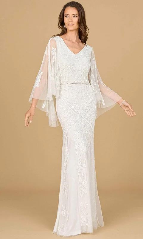 Lara Dresses 51186 - Sheer Cape Sleeve Wedding Dress Modern Bridal Gown