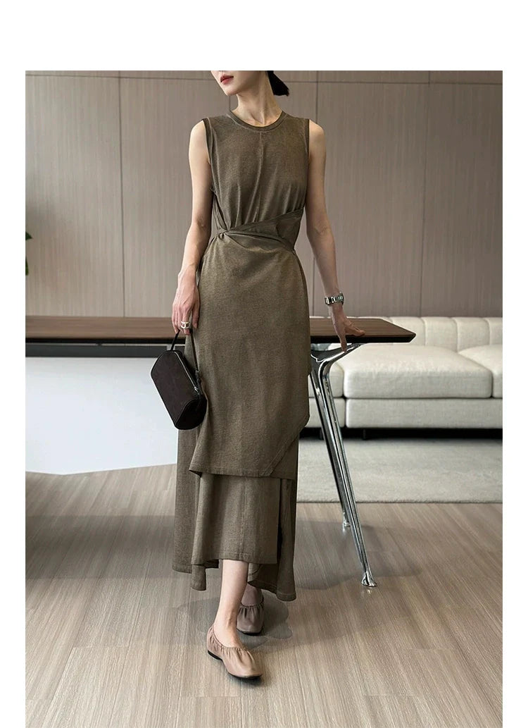 High-End Cotton Lightweight Breathable Irregular Skirt Striped unclassified skirts