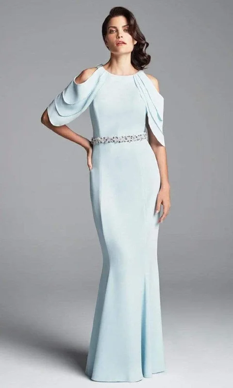 Alexander by Daymor - 350 Cold Shoulder Beaded Waist Sheath Gown Smocked party dresses