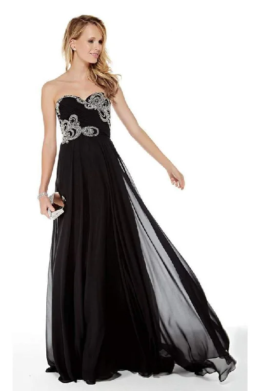 Alyce Paris - 5003 Strapless Sweetheart Neckline Beaded Chiffon Gown - 1 pc Black In Size 20 Available Best party dresses for date night