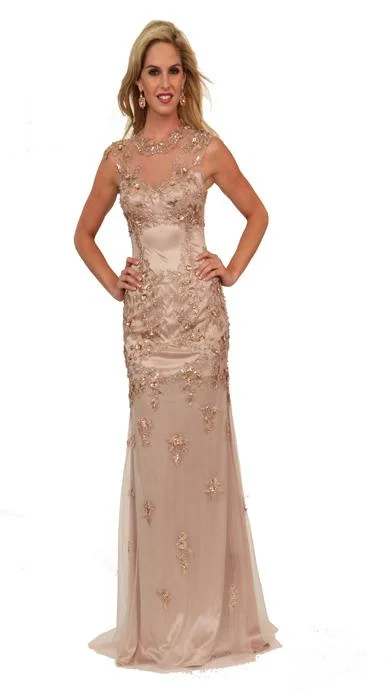 Atria Dresses - Ac667542 Jewel Neck Gown - 1 pc Dusty Rose in Size 2 Available Affordable party dresses