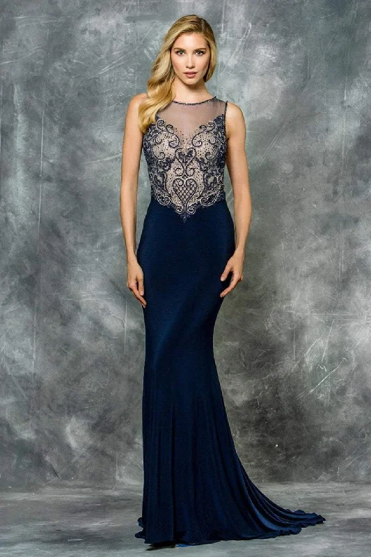 Colors Dress - 1710-1 Sleeveless Jersey Evening Gown Glamorous party dresses