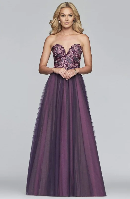 Faviana - Floral Applique Sweetheart A-line Evening Dress s10023 Minimalist party dresses