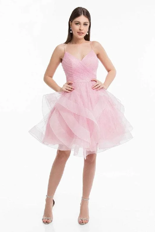 Terani Couture - Ruffled A-Line Cocktail Dress 1821H7770 - 1 pc Cloud In Size 2 Available Summer party dresses