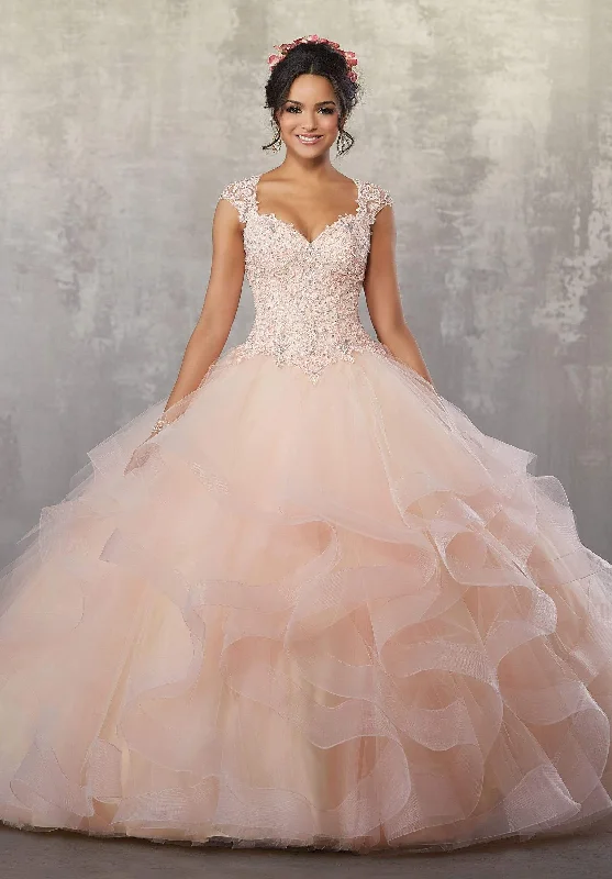 Vizcaya by Mori Lee - 89177 Beaded Lace V-neck Tulle Ballgown Boho party dresses