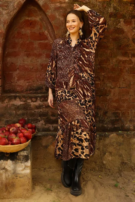 Brown Animal Patch Print Maxi Dress Must-have maxi dresses for this season