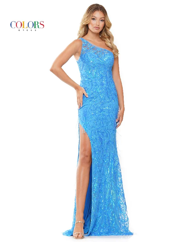 Colors 3261 Long Fitted One Shoulder Prom Dress Budget-friendly maxi dresses