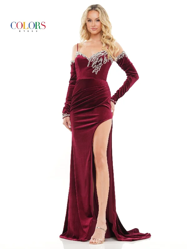 Colors 3272 Long Formal Fitted Velvet Prom Dress Discounted maxi dresses