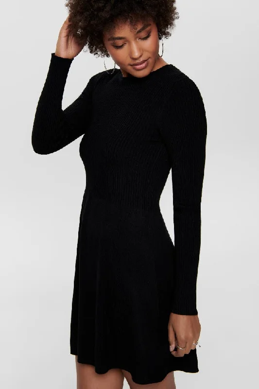 ONLY LONG SLEEVE O-NECK DRESS IN BLACK Birthday maxi dresses