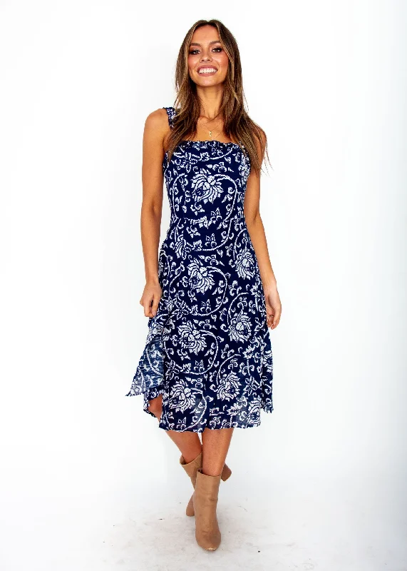 Katia Midi Dress - Navy Floral A-line midi dresses