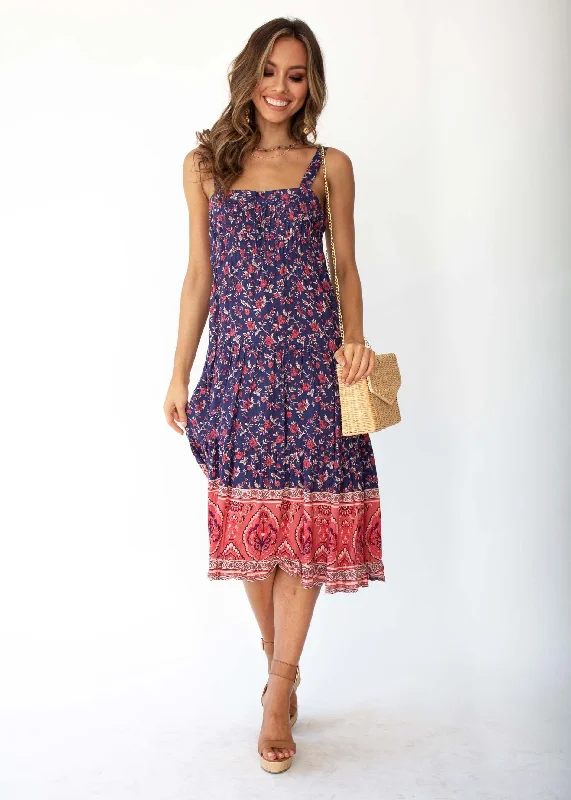 Sweet Life Midi Dress - Navy Floral Clubbing midi dresses