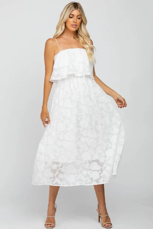 White Floral Midi Dress Fashion-forward midi dresses