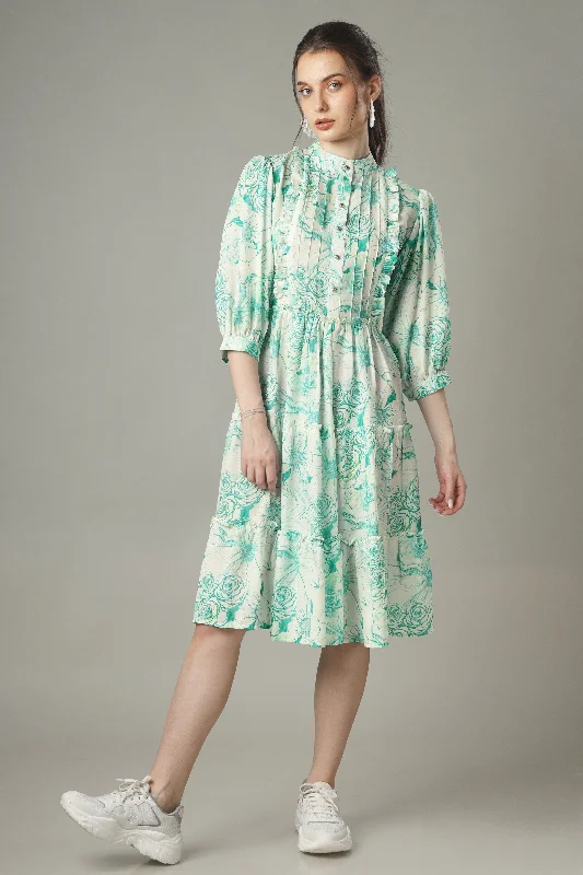 A-Line Floral Button Down Tiered Shirt Dress Wedding floral dresses