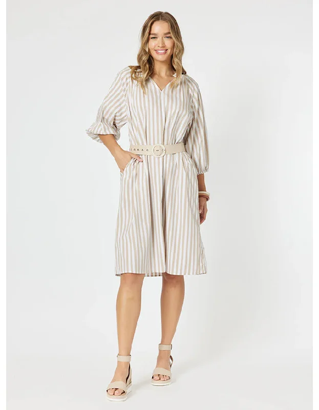 Amore Stripe Dress Stone Casual unclassified dresses