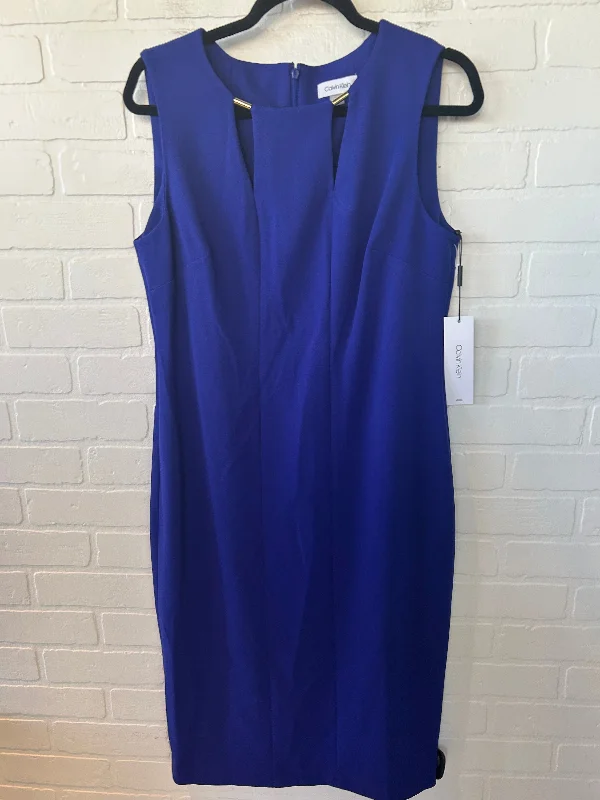 Dress Work By Calvin Klein In Blue, Size: L Summer unclassified dresses