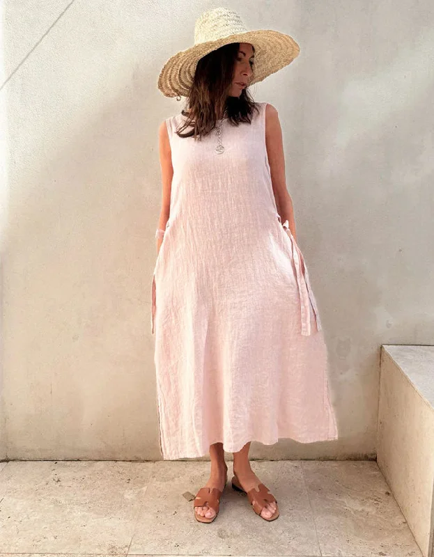 Estella Linen Dress Light Pink Off-shoulder unclassified dresses