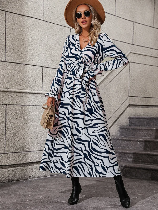 Flounce Sleeve Tie Waist Dress Vacation unclassified dresses