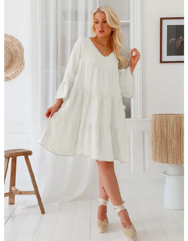 Haylie Linen Dress White Casual chic unclassified dresses